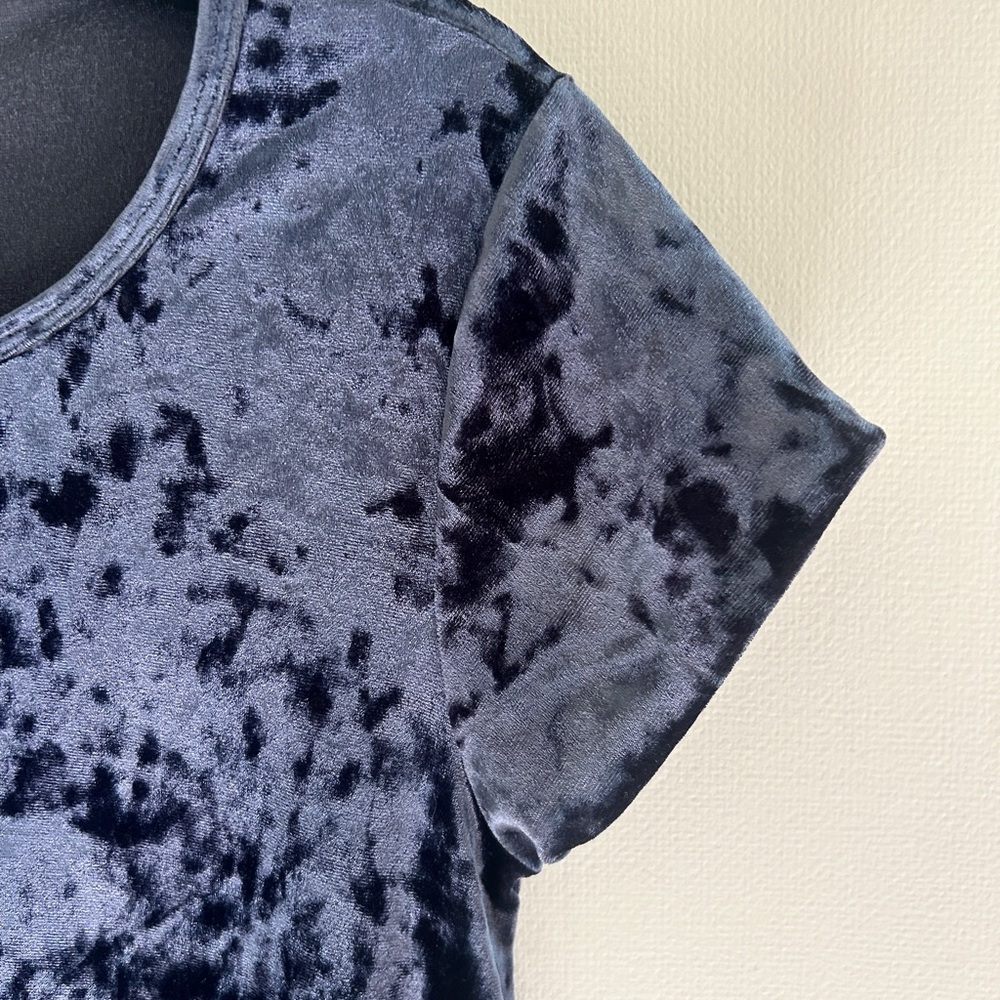 Z SUPPLY Crushed Velvet Mini Swing Dress Navy 90s Grunge Whimsigoth Vamp Size XS - Picture 6 of 11